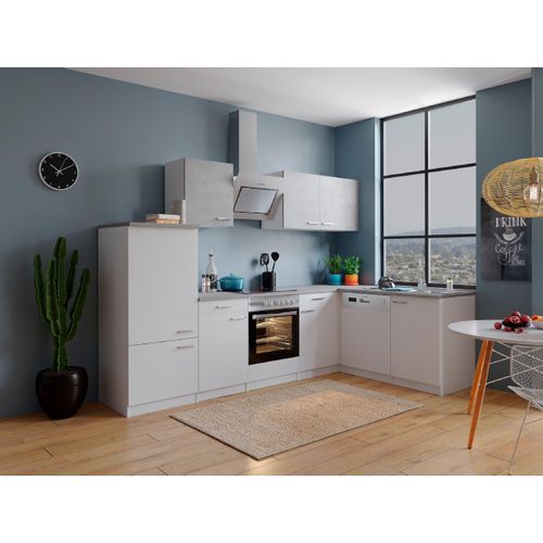 Küche Küchenzeile Küchenblock Winkelküche Weiß Beton Malia 280x172 cm Respekta