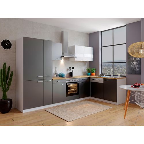Küche Küchenzeile Küchenblock Winkelküche Weiß Grau Malia 310x172 cm Respekta