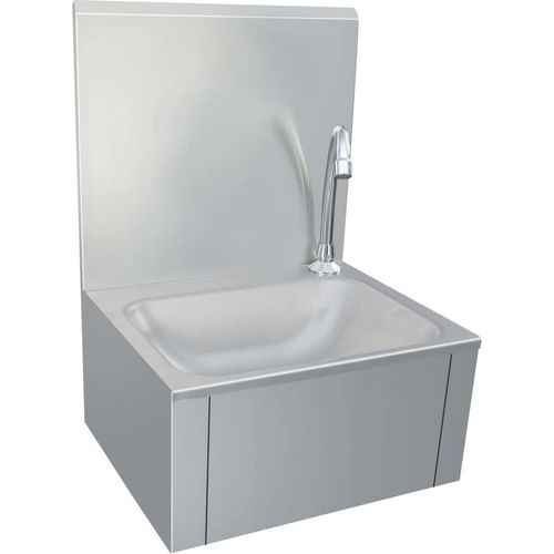 vidaXL Handwaschbecken mit Wasserhahn und Seifenspender Edelstahl