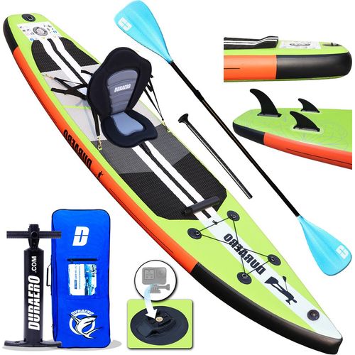 Stand up Paddling Board Aufblasbare SUP Board Set, inkl. Kajak Sitz, 330x76x15cm, Tragkraft bis 150Kg, Cam Halterung, Integrierte Kick-Pad, 3 Finnen,
