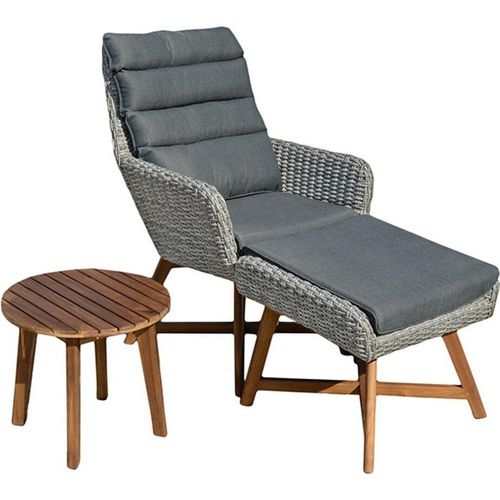 Lounger-Set Gartenliege Sessel Hocker Beistelltisch inkl. Auflagen