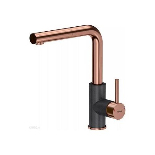 Küchenarmatur, Spültisch-Batterie, Spülbecken-Batterie, Küchen-Batterie, rosegold/schwarz, ANGELINA, Pull out SteelQ, PVD