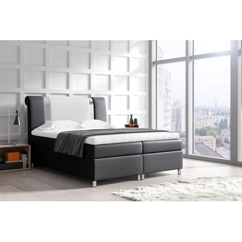 Boxspringbett Schlafzimmerbett NATHAN 140x200cm Kunstl. Schwarz-Weiss