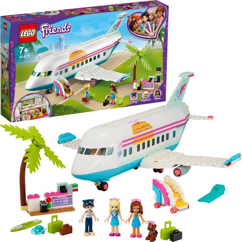 LEGO 41429 Friends Heartlake City Flugzeug Spielzeug ab 7 Jahren, Set mit 3 Mini Puppen und Zubehör