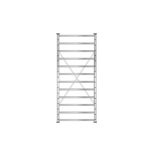 Fächerregal, Stecksystem, erweiterbar, glanzverzinkt, HxBxT 2000 x 870 x 415 mm, mit 12 Fachböden