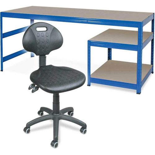 Arbeitstisch/Packtisch mit Unterbau/Arbeitsdrehstuhl - BxTxH 1800 x 600 x 900 mmm