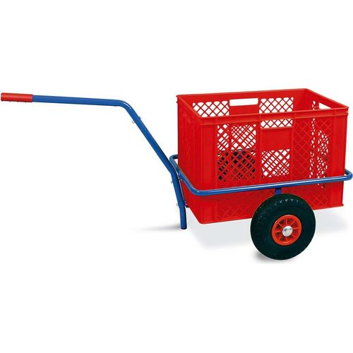 Handwagen mit Kunststoffkorb, H 410 mm, rot, LxBxH 1250 x 640 x 660 mm, Tragkraft 200 kg