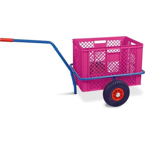 Handwagen mit Kunststoffkorb, H 410 mm, pink, LxBxH 1250 x 640 x 660 mm, Tragkraft 200 kg