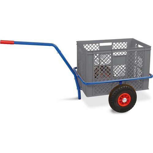 Handwagen mit Kunststoffkorb, H 410 mm, grau, LxBxH 1250 x 640 x 660 mm, Tragkraft 200 kg
