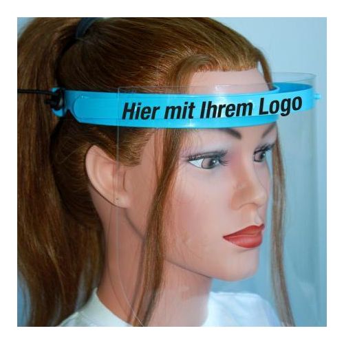 Klarsicht Gesichtschutz Face Shield Gesichtsvisier aus Kunststoff - mit Wunschtext Wunschname Logo Größe - 20 Stück Color - Eigenes LOGO