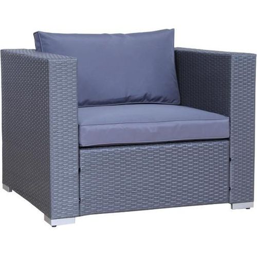 Poly Rattan Gartenmöbel MP-Sessel anthrazit Alu Garnitur Lounge Garten Sitzgruppe Gartenset