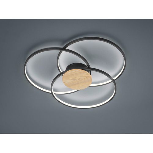 Trio Lighting Led Deckenlampe Sedona Mit Holzdetail Schwarz Matt Lampe Leuchte