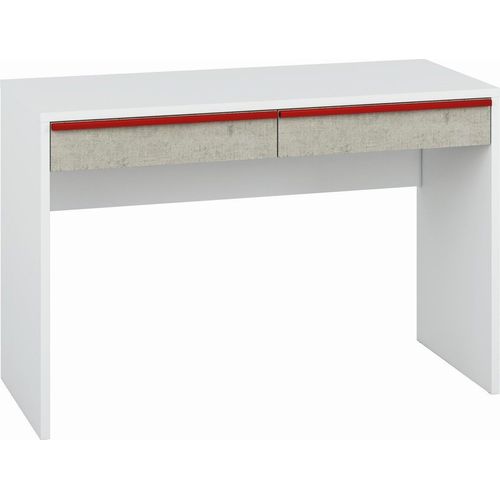 Jugendzimmer - Schreibtisch Connell 09, Farbe: Weiß / Hellgrau - Abmessungen: 79 x 120 x 51 cm (H x B x T), mit 2 Schubladen
