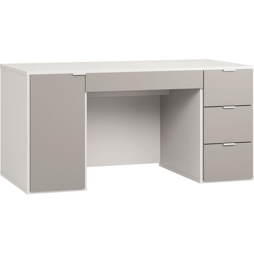 Schreibtisch Bellaco 27, Farbe: Weiß / Grau - Abmessungen: 70 x 140 x 67 cm (H x B x T)