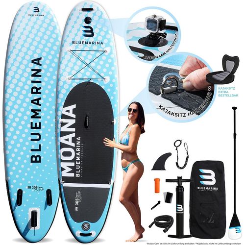 SUP Board MOANA | Stand Up Paddle Board - inkl. Paddel & Pumpe & Rucksack - aufblasbar - Kajak - Camera Mout - Pumpe - Sicherheitsleine - 305x76x15cm
