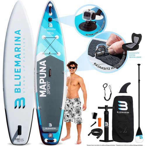 SUP Board MAPUNA | Stand Up Paddle Board - inkl. Paddel & Pumpe & Rucksack - aufblasbar - Kajak - Camera Mout - Pumpe - Sicherheitsleine - 330x76x16cm