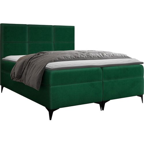 MIRJAN24 Boxspringbett Fava, Stilvoll Doppelbett, Bett mit zwei Bettkästen (Farbe: Magic Velvet 2225, Größe: 140x200 cm) Image