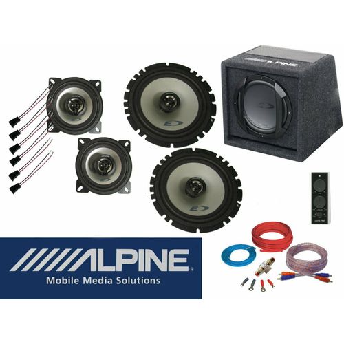 Alpine passend für VW Golf 3 III ab 1991 Komplett Lautsprecher Aktiv Subwoofer Set Tür Vorn