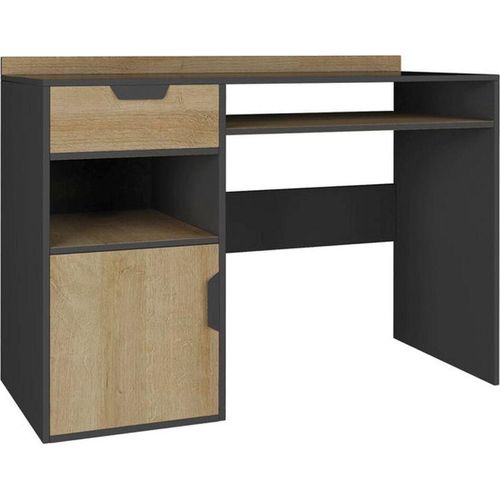 Jugendzimmer Schreibtisch Sprimont 09, Farbe: Grau / Eiche - Abmessungen: 85 x 125 x 55 cm (H x B x T)