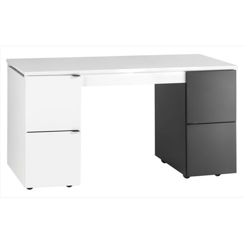 Jugendzimmer - Schreibtisch Marincho 70, Farbe: Weiß / Schwarz - Abmessungen: 80 x 138 x 65 cm (H x B x T)