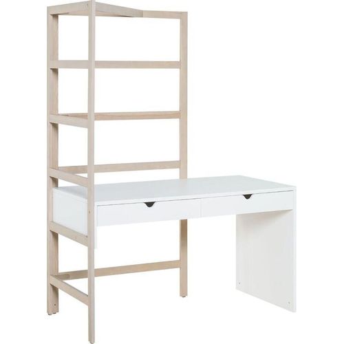 Jugendzimmer - Schreibtisch Skalle 05, Farbe: Weiß / Kiefer - Abmessungen: 190 x 137 x 69 cm (H x B x T)