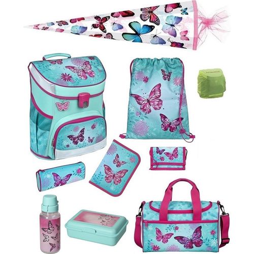 Butterfly Schulranzen Set 10tlg. Campus FIT Ranzen 1. Klasse mit Sporttasche und Schultüte 85cm Schmetterlinge