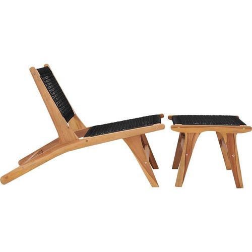 vidaXL Sonnenliege mit Fußablage Massivholz Teak und Seil