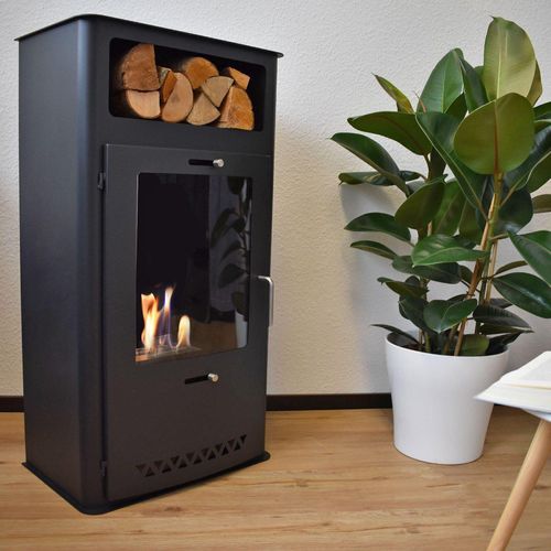 GLOW FIRE Ethanol Kamin 'Oslo' | Ethanolofen in schwarz mit 6 Std. Brenndauer und 2 KW Heizleistung | HxBxT: 98,1x52x34 cm