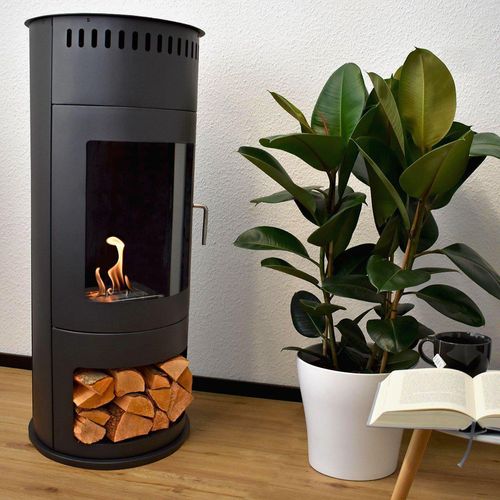 GLOW FIRE Ethanol Kamin 'Bergen' | Ethanolofen in schwarz mit 6 Std. Brenndauer und 2 KW Heizleistung | HxD: 112,5x45 cm