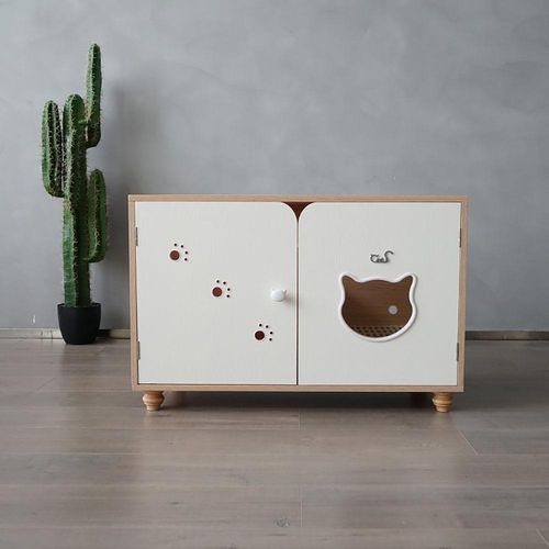 CatS Design Katzenklo hochwertig Holz Katzentoilette Schrank mit Streumatte A7