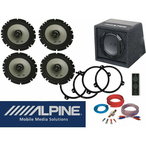 Alpine passend für BMW E46 3er Komplett Lautsprecher Aktiv Subwoofer Set Tür Vorn + Ablage