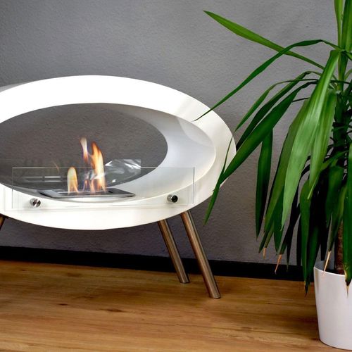 GLOW FIRE Ethanol Kamin 'Molde' | Ethanolofen in weiß mit 6 Std. Brenndauer und 2 KW Heizleistung | HxBxT: 64,1x80x35 cm