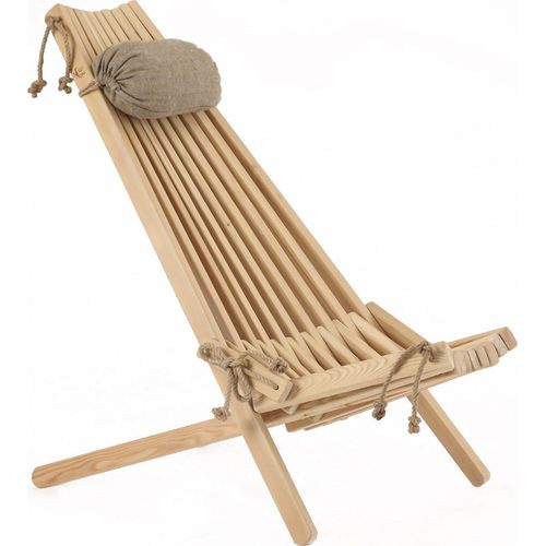 EcoFurn EcoChair Skandinavischer Gartenstuhl Holz Lärche Natur mit Nackenkissen
