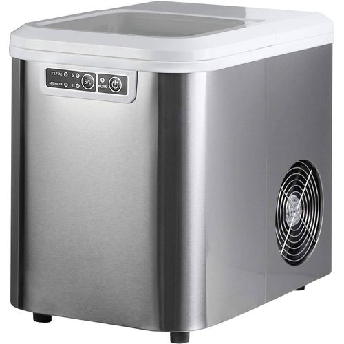 WOLTU EM01sb Eiswürfelmaschine Eiswürfelbereiter, 15kg/24hrs, 2 Eiswürfel-Größen, 2,2 Liter Wassertank, ABS, Silber