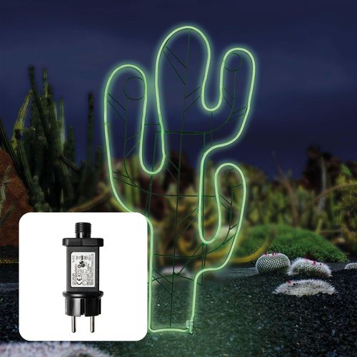 LED Figur Neon Kaktus Metall Wanddeko beleuchtet Leuchte Außen Garten Deko IP44