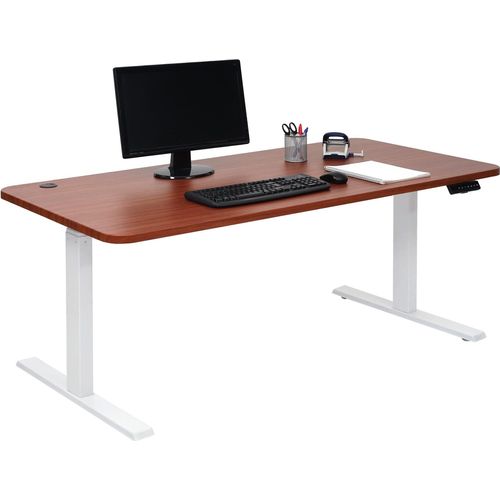 Schreibtisch MCW-D40, Computertisch, elektrisch höhenverstellbar 160x80cm 53kg MVG natur, weiß