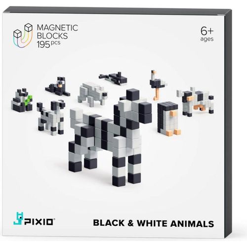 Pixio Magnetspielzeug Schwarz-Weiß-Tiere 195 Stück
