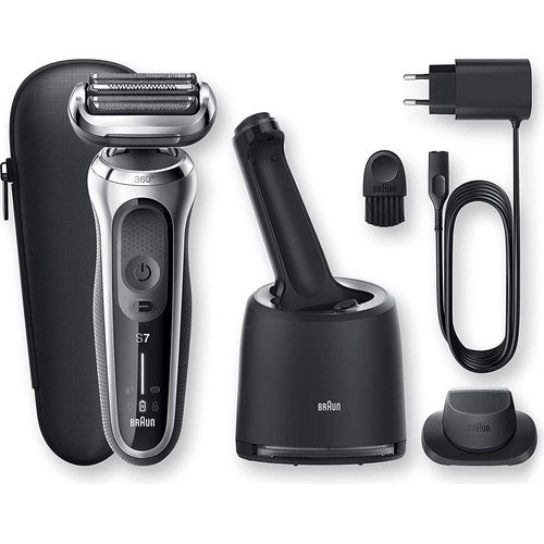 Braun Series 7 - 70-S7200cc Akku-Rasierer inkl. Reinigungsstation schwarz/silber, Farbe:Schwarz/Silber