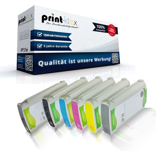 6x Kompatible Tintenpatronen für HP DesignJet Z 2100 2100 24Inch 2100 44Inch 2100GP 24Inch 2100Series 3100 3100 24Inch 3100 44Inch 3100GP 3100 GP 24Inch 3100Series HP 70 MBK BK CY MA YE LGY - Color Pro Serie