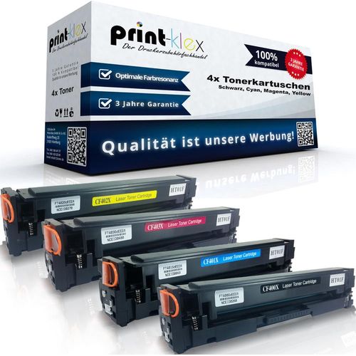 4x kompatible Tonerkartuschen für HP Color LaserJet Pro M270Series Pro M274dn Pro M274n CF 400 A CF 401 A CF 402 A CF 403 A Schwarz Blau Rot Gelb - Premium Pro Serie