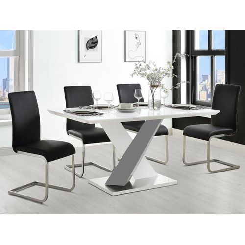 Esstisch - 6 Personen - MDF lackiert - Anthrazit & Weiß - SALVA