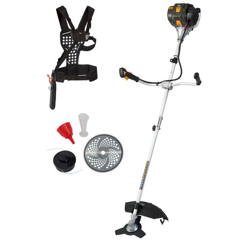TEXAS BC358D Profi Benzin Motorsense 4-Takt | 35,8ccm | 42 cm Arbeitsbreite | Freischneider mit Tragegurt & 3 Schneidwerkzeugen | Rasentrimmer
