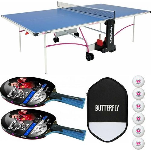 Timo Boll Tischtennisplatte + Tischtennisschläger + Tischtennishülle + Bälle