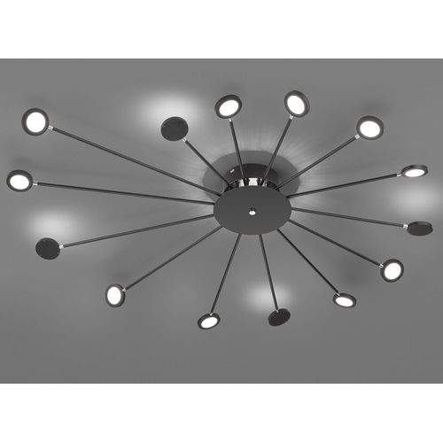 Trio Leuchten - Design Deckenleuchte I Deckenlampe I Lampe I Leuchte schwarz Inkl. LED 3-Stufen dimmbare 15 Lichter - Pfau Dimmer I Dimmbar I Wohnzimmer I Schlafzimmer - Stahl Rund - I (nicht austausc