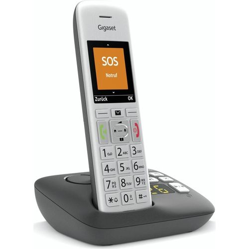 Gigaset E390A Schnurloses Telefon mit Anrufbeantworter silber-schwarz