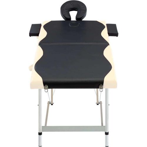 vidaXL Massageliege Klappbar 2-Zonen Aluminiumgestell Schwarz Beige
