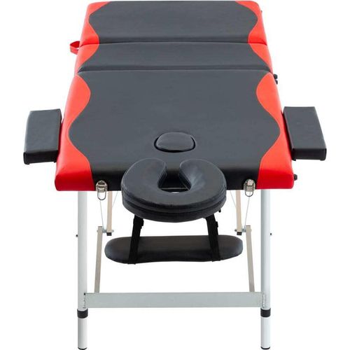 vidaXL Massageliege Klappbar 3-Zonen Aluminiumgestell Schwarz und Rot