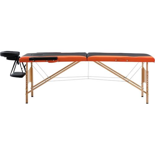 vidaXL Massageliege Klappbar 2-Zonen Holzgestell Schwarz und Orange