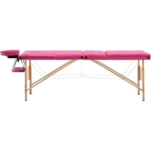 vidaXL Massageliege Klappbar 3-Zonen mit Holzgestell Rosa