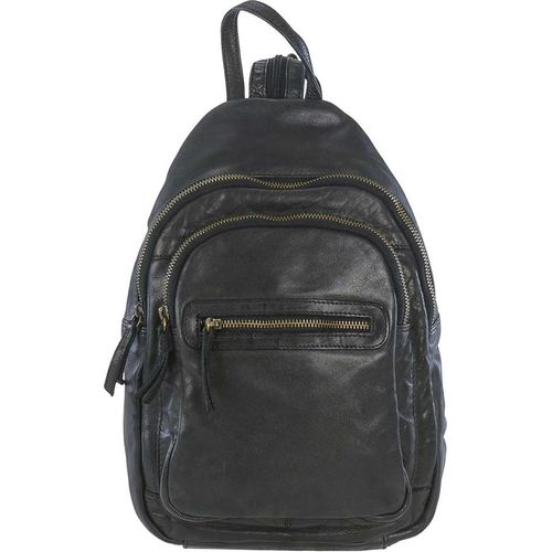 Bear Design Rucksack Leder schwarz 23x34cm Cityrucksack BackPack für Damen Damenrucksack Frauen City Reise